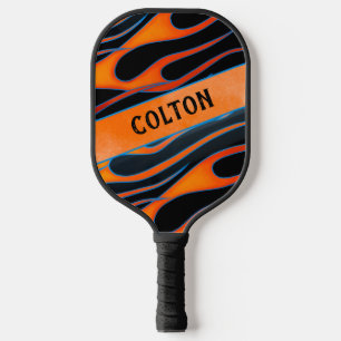 Aangepaste gepersonaliseerde vlammen Sinaasappel & Pickleball Paddle