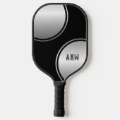 Aangepaste gepersonaliseerde zilver op zwart pickleball paddle (Achterkant)