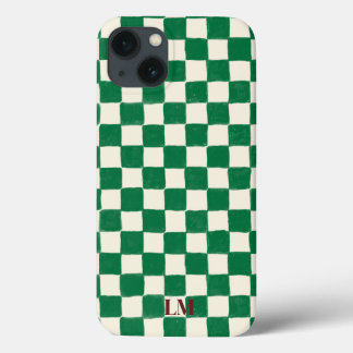 Aangepaste geruite groene telefoonhoes iPhone 13 hoesje