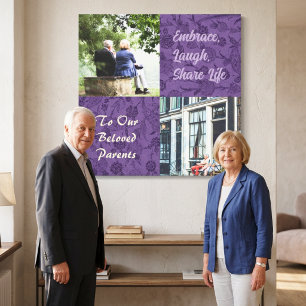 Aangepaste geschenken voor oudere ouderparen paars canvas afdruk