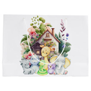 Aangepaste geschenkzak   Leuke dieren en Happy Hou Groot Cadeauzakje