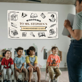Aangepaste  geschiedenis Leraar Klaslokaal Welkom Spandoek
