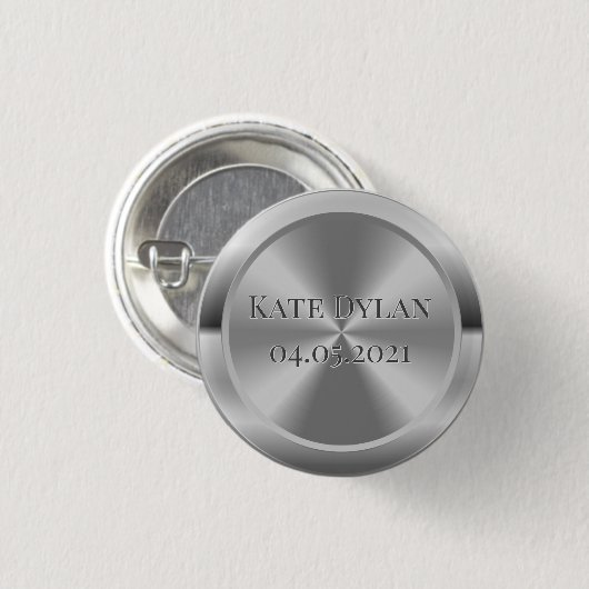 Aangepaste gesimuleerde gegraveerde zilverButton Ronde Button 3,2 Cm (Voorkant /achterkant)