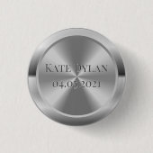 Aangepaste gesimuleerde gegraveerde zilverButton Ronde Button 3,2 Cm (Voorkant)