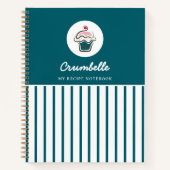 Aangepaste Gestreepte Cupcake Pastry Chef's Recept Notitieboek (Voorkant)