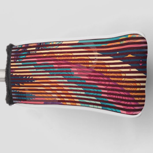 Aangepaste gestreepte kunstputter golfhoes golfheadcover (Voorkant)