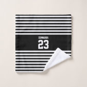 Aangepaste gestreepte sporten genummerd met naam bad handdoek (Wasdoekje)