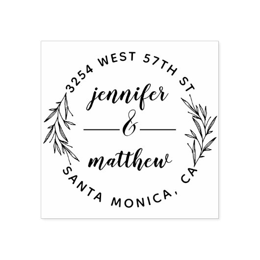 Aangepaste getrouwd paar elegante retour adres 	rubberstempel (Afrduk)