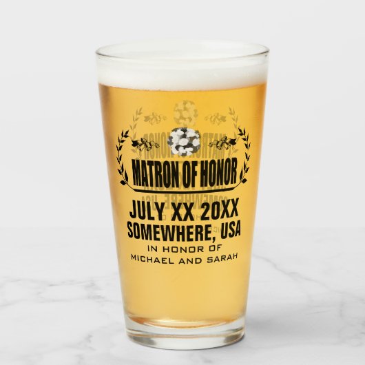 Aangepaste getuige van de bruid glas (Voorkant gevuld)