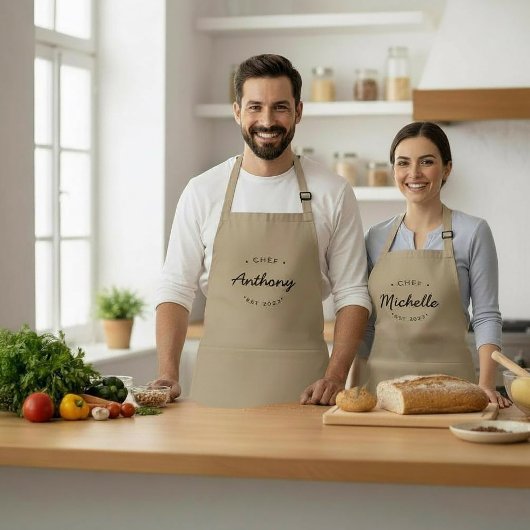 Aangepaste gevestigde jaar Naam Chef Gepersonalise Standaard Schort