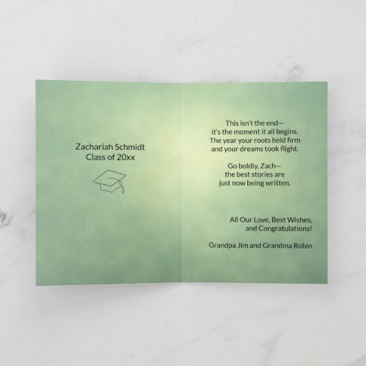 Aangepaste gevouwen Afstuderen Kaart Man w / Blond (Binnen)