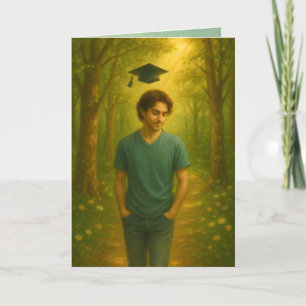 Aangepaste gevouwen Afstuderen Kaart Man w / bruin