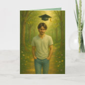 Aangepaste gevouwen Afstuderen Kaart Man w / bruin (Voorkant)