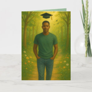 Aangepaste gevouwen Afstuderen Kaart Man w / Kort