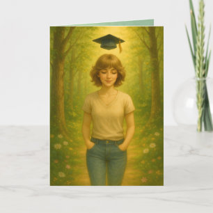 Aangepaste gevouwen Afstuderen Kaart Vrouw bruin h