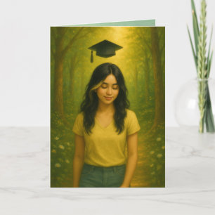 Aangepaste gevouwen Afstuderen Kaart Vrouw zwart h