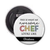 Aangepaste Geweldige Chef-cadeaus | Beste Chef Eve Button Flesopener (Voorkant)