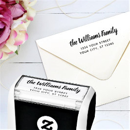 Aangepaste gezamenlijke familienaam retouradres  zelfinktende stempel