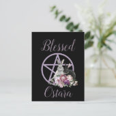 Aangepaste Gezegende Ostara Paarse Pentacle Spring Briefkaart (Staand voorkant)