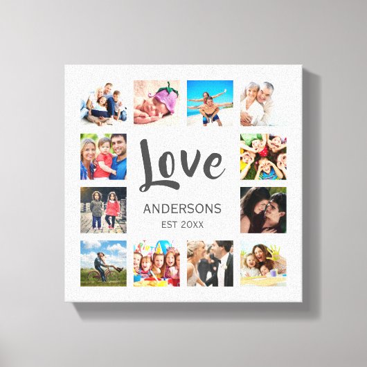 Aangepaste gezelfoto-collage gepersonaliseerd wit canvas afdruk (Voorkant)