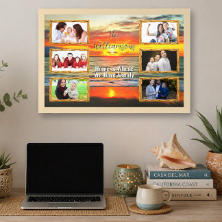 Aangepaste gezelfoto-collage Strand zonsondergang Poster
