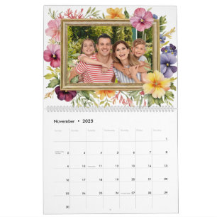 Aangepaste gezelfoto met kleurrijke bloemen kalender