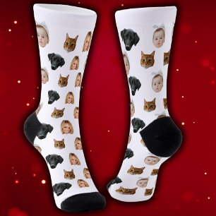 Aangepaste Gezellige Gezinsgezicht 4 Foto's Sokken