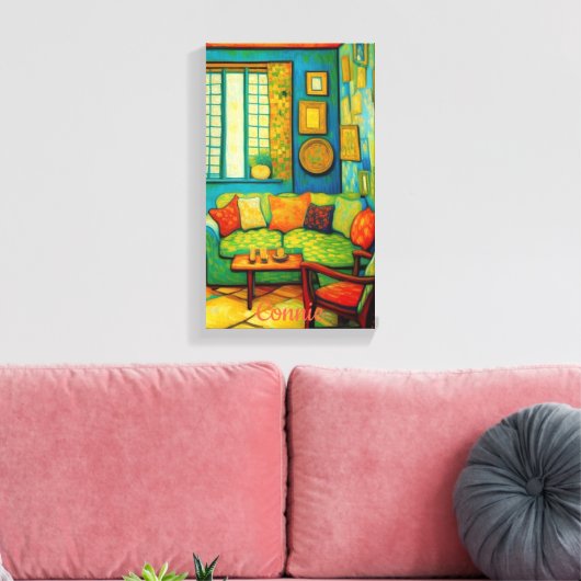 Aangepaste gezellige woonkamer scène schilderij canvas afdruk (Insitu (Woonkamer))