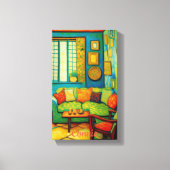 Aangepaste gezellige woonkamer scène schilderij canvas afdruk (Voorkant)