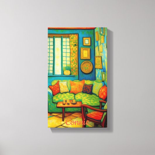 Aangepaste gezellige woonkamer scène schilderij canvas afdruk (Voorkant)