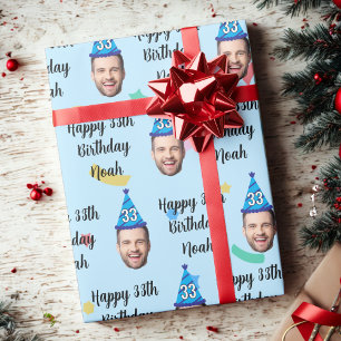 Aangepaste Gezicht 20e 30e 40e 50e 60e 70e Verjaar Cadeaupapier