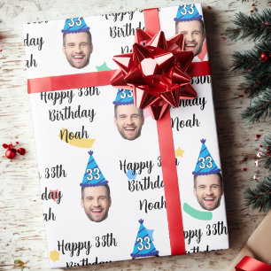 Aangepaste Gezicht 20e 30e 40e 50e 60e 70e Verjaar Cadeaupapier
