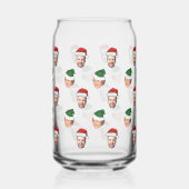 Aangepaste Gezicht 2 Foto's Santa Hat Kerstcadeau Blikvorm Glas (Links)