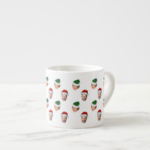 Aangepaste Gezicht 2 Foto's Santa Hat Kerstcadeau Espresso Kop