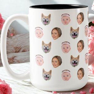 Aangepaste Gezicht Mok, Aangepaste Foto mok, Famil Tweekleurige Koffiemok
