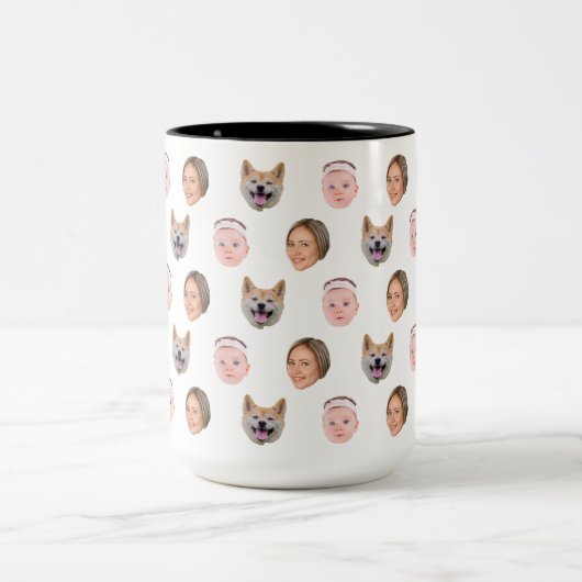 Aangepaste Gezicht Mok, Aangepaste Foto mok, Famil Tweekleurige Koffiemok (Center)
