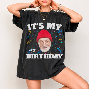 Aangepaste gezicht opa het is mijn verjaardag 70e t-shirt