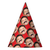 Aangepaste gezicht verjaardag rood feesthoedjes (Links)