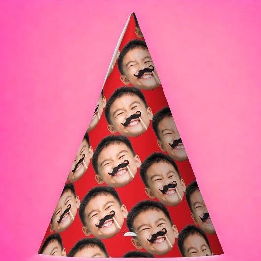 Aangepaste gezicht verjaardag rood feesthoedjes