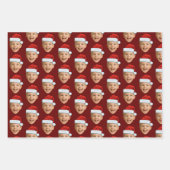Aangepaste Gezichtsfoto Kerstman Hoed Kerstmis Inpakpapier Vel (Voorkant 3)
