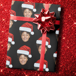 Aangepaste Gezichtsfoto Santa Claus Pet Christmas Cadeaupapier
