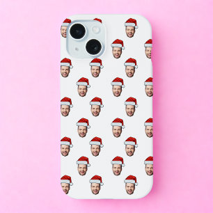 Aangepaste Gezichtsfoto Santa Hat Kerstcadeau iPhone 15 Hoesje