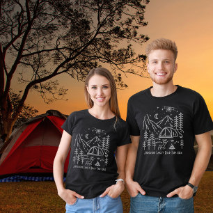 Aangepaste gezins-roadtrip-kampvuur-berg-sterren t-shirt