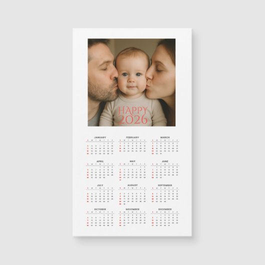 Aangepaste gezinsfoto 2026 magnetische kalender (Voorkant)