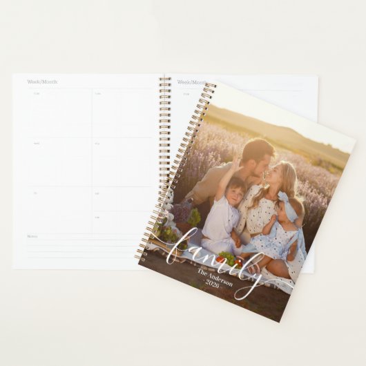 Aangepaste gezinsfoto – gepersonaliseerde achterna planner (Display)