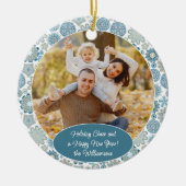 Aangepaste gezinsfoto Kerstmis Persoonlijke tekst Keramisch Ornament (Voorkant)
