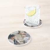 Aangepaste gezinsfoto met eigen naam zandsteen onderzetter (Zijkant)