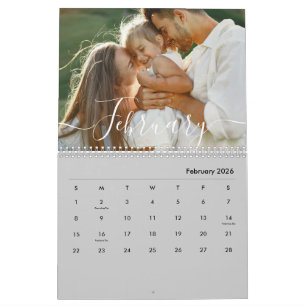 Aangepaste gezinsfoto   Persoonlijke moderne grijz Kalender
