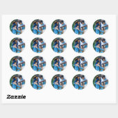 Aangepaste gezinsfoto ronde sticker (Vel)