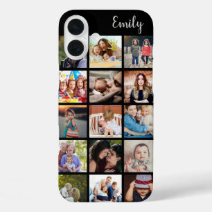 Aangepaste gezinsfotocollage en naam iPhone 16 plus hoesje